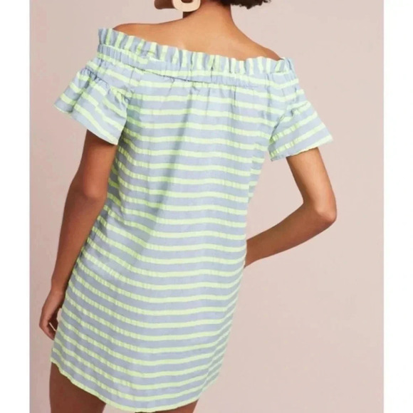Anthropologie Corey Lynn Calter Bayside Stripe Off The Shoulder Dress Size XS - Picture 2 of 5